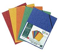 Exacompta 555410E Set 5 cartelle elastico senza lembi,stampa righe su copertina per l'identificazione dei docs in cartoncino lucido 355gm2 x archiviare documenti A4 blu giallo arancione rosso e verde