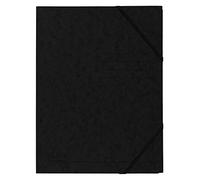 Exacompta 555411E Set di 5 cartelle con elastico senza lembi con stampa di righe sulla copertina per l'identificazione dei documenti in cartoncino lucido 355gm2 per archiviazione di documenti A4 nero