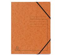 Exacompta 555414E Set di 5 cartelle con elastico senza lembi con stampa di righe sulla copertina per l'identificazione documenti in cartoncino lucido 355gm2 per archiviazione di documenti A4 arancione