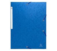 Exacompta 55755E - Cartellina con elastico e 3 alette, in cartone, 425 g, formato A4, colore: Blu