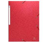 Exacompta 55755E - Cartelline con elastico e 3 alette, in cartone, 425 g, formato A4, colore: Rosso, Conf. 10 Pezzi