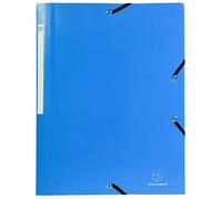 Exacompta 55802E - Cartellina a 3 alette ed elastico, in PP 400µ, con etichetta, DIN A4, colore: Blu scuro,10 Pezzi