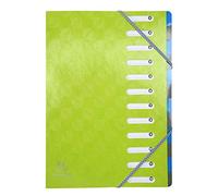 Exacompta 56226E Classificatore Harmonika 1928 con dorso estensibile 12 scomparti copertina in cartoncino lucido goffrato 600 gm², formato 24,5x32 cm per archiviazione documenti A4 Verde anice