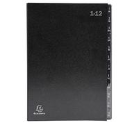 Exacompta 57012E - Cartella portadocumenti riciclata, in cartone extra resistente, 12 scomparti, 1 - 12, per DIN A4, fori di visualizzazione rinforzati in plastica, motivo: angeli blu, nero