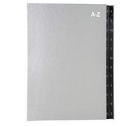 Exacompta 57227E - Cartella portadocumenti riciclata, in cartone extra resistente, 24 scomparti dalla A alla Z, per DIN A4, con linguette rinforzate in plastica, colore: argento