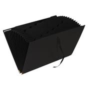 Exacompta - 58601E - 1 raccoglitore Office By Me a 18 scomparti, interno in carta riciclata nera per formato A4, con chiusura a nastro, angoli metallici dorati per rinforzare la copertina, nero