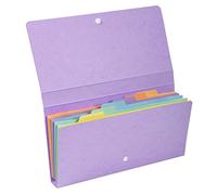 Exacompta 58660E Classificatore Aquarel in cartoncino multicolore pastello 6 scomparti chiusura a pressione formato 26x13 cm per archiviazione documenti formato 24x11 cm Colori casuali