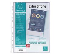 Exacompta 59110E Sacchetto di 100 buste perforate in polipropilene di alta qualità grana 8/100 per archiviazione documenti A4 Cristal