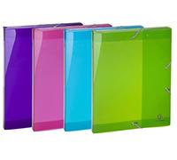 Exacompta 59480E - Set di 4 scatole per archivio Iderama, in polipropilene, 24 x 32 cm, ideali per documenti in formato DIN A4, dorso 25 mm, colori assortiti