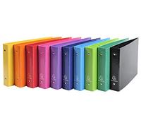 Exacompta - 829E - Conf. da 10 Raccoglitori Foderati in Cartoncino Lucido Iderama - 2 Anelli Tondi 25 mm Passo 80 mm - Dorso 35 mm - F.to Esterno 16.5x24 cm - 10 Colori Assortiti