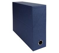 Exacompta 89527E - Scatola trasferibile in carta effetto tessuto - Dimensioni 25,5x34x9 cm per A4 - Dorso 9 cm - Blu scuro