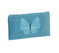 Exacompta - 9904982E - Astuccio/Tote piatto - Materiale sintetico glitterato e morbido al tatto - 21 cm x 12 cm - Motivo farfalla - Colore blu anatra