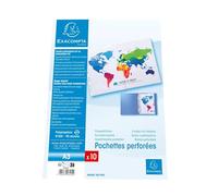 Exacompta - Art. n. 6205E - Cartone con 50 buste forate in PP liscio 9/100 - A3 piegato in A4 - Foro universale 11 volte - Formato cartella A4 e A3 - Incolore