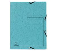 Exacompta - Cartella elastica a 3 alette, formato A4, 355 g, colore: Turchese, confezione da 25