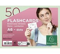 Exacompta - Cod. 10353E - 1 confezione da 50 Flashcards sotto pellicola + anello - bristol dots perforati - Formato A6 - Verde