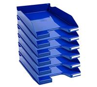 Exacompta - Cod.113203D - Confezione da 6 Vaschette portacorrispondenza Combo Midi Iderama per formato A4+ - Impilabili - Capacità 500 fogli 80 gr - Dimensioni : 34,7 x 25,5 x 6,5 cm - Blu glossy