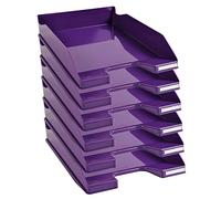 Exacompta - Cod.113220D - Confezione da 6 Vaschette portacorrispondenza Combo Midi Iderama per formato A4+ - Impilabili - Capacità 500 fogli 80 gr - Dimensioni : 34,7 x 25,5 x 6,5 cm - Viola glossy