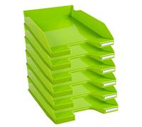 Exacompta - Cod.113225D - Confezione da 6 Vaschette portacorrispondenza Combo Midi Iderama per formato A4+ - Impilabili - Capacità 500 fogli 80 gr - Dim. : 34,7 x 25,5 x 6,5 cm - Verde anice glossy