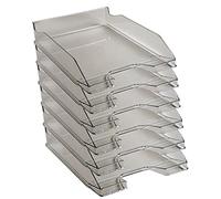 Exacompta - Cod.113227D - Confezione da 6 Vaschette portacorrispondenza Combo Midi per formato A4+ - Impilabili - Capacità 500 fogli 80 gr - Dim. : 34,7 x 25,5 x 6,5 cm - Grigio trasparente glossy