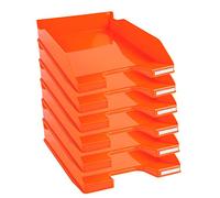 Exacompta - Cod.113288D - Confezione da 6 Vaschette portacorrispondenza Combo Midi Iderama per formato A4+ - Impilabili - Capacità 500 fogli 80 gr - Dimensioni : 34,7 x 25,5 x 6,5 cm - Arancio glossy