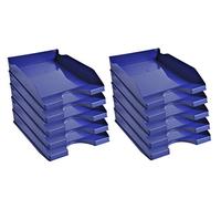 Exacompta - Cod.123104D - Confezione da 10 Vaschette portacorrispondenza Ecotray Office per formato A4+ - Impilabili - Capacità 500 fogli 80 gr - Dimensioni : 34,5 x 25,5 x 6,5 cm - Blu scuro