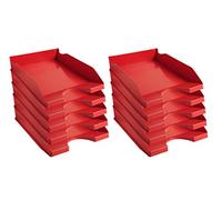 Exacompta - Cod.123107D - Confezione da 10 Vaschette portacorrispondenza Ecotray Office per formato A4+ - Impilabili - Capacità 500 fogli 80 gr - Dimensioni : 34,5 x 25,5 x 6,5 cm - Rosso