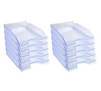 Exacompta - Cod.12310D - Confezione da 10 Vaschette portacorrispondenza Ecotray per formato A4+ - Impilabili - Capacità 500 fogli 80 gr - Dimensioni : 34,5 x 25,5 x 6,5 cm - Blu ghiaccio traslucido
