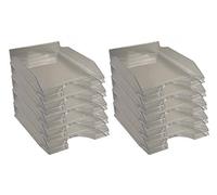Exacompta - Cod.12327D - Confezione da 10 Vaschette portacorrispondenza Ecotray Office per formato A4+ - Impilabili - Capacità 500 fogli 80 gr - Dimensioni : 34,5 x 25,5 x 6,5 cm - Grigio traslucido