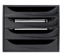 Exacompta - Cod. 228014D - Modulo economico con cassetti ECOBOX - Modulo unico a 4 cassetti per documenti in formato A4 e A4+ - Certificato Ange Bleu 34,8X28,4X23,4cm Colore: nero