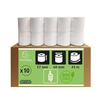 Exacompta 43347E Scatola da 10 bobine per scontrini e carta di credito 57mm x 60 mm Carta termica 55 g/m² senza fenolo. Bianco