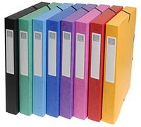 Exacompta - rif. 50300E - 8 scatole per archivio con elastici Exabox - in carta lustrée 600g/m2 - dorso 2,5cm - formato 25X33 cm - per documenti A4 - 8 colori assortiti - già montate