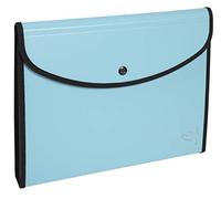 Exacompta - Cod. 56660E - 1 Cartella per conferenze con 6 scomparti + bloc-notes + tasche con chiusura a zip Aquarel - F.to esterno 25,5x33cm per A4 - Colori random : blu pastello, verde pastello