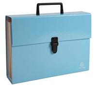 Exacompta - Cod. 56760E - 1 Cartella 18 scomparti a soffietti con manico Aquarel - Cartoncino lucido e plastificato - F.to esterno 24x32cm - Col. random: blu pastello, corallo, malva, verde pastello