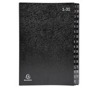 Exacompta - Cod. 57032E - Confezione da 6 raccoglitori Ordonator - copertina rigida - interno in cartoncino riciclato - tasti plastificati numerici da 1 a 31-32 scomparti - 25x33 cm - per A4 - nero