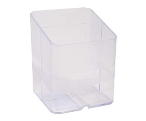 Exacompta - Cod. 67723D - Confezione da 10 Portapenne per scrivania Pen-Cube Office - 2 scomparti di dimensioni ed altezze diverse - Dimensioni (PxLxA): 7,4x7,4x9,3 cm - Cristallo