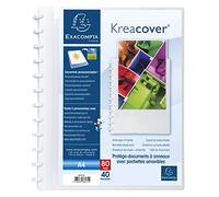 Exacompta - Cod. 86471E - 1 Portalistino personalizzabile Kreacover 40 buste rimovibili leggermente goffrate - Copertina polipropilene rigida - F.to esterno 24,5x31cm per A4 - Bianco