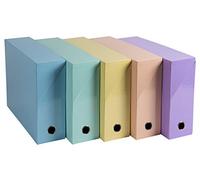 Exacompta - Cod. 89560E - 1 Scatola per progetti dorso 90mm Aquarel - Cartoncino lucido e plastificato - F.to esterno 25,5x34cm - Colori random : blu pastello, corallo, giallo, malva, verde pastello