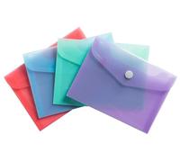 Exacompta - Codice 35410E - Set di 4 tasche con chiusura a bottone a pressione con patta - Cromalina pastello - Dimensioni: 19 x 14 cm - FT da classificare B6 - blu pastello, corallo, viola