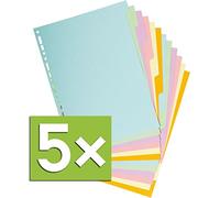 Exacompta Forever - Divisori in Cartone Riciclato, Formato A4, 180 g, 6 pz, Colori Pastello Pastell | 12-TLG