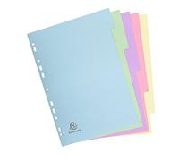 Exacompta Forever - Divisori in Cartone Riciclato, Formato A4, 180 g, 6 pz, Colori Pastello Pastell | 5-TLG