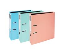 Exacompta Raccoglitore a leva, formato A4, 75 mm, colori assortiti, confezione da 3 cartelle per cancelleria per documenti e organizzazione documenti, colore: verde menta, blu pastello e rosa pastello
