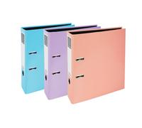 Exacompta Raccoglitore a leva, formato A4, 75 mm, colori assortiti, confezione da 3 pezzi, colore blu pastello, rosa pastello e viola, cartelle per cancelleria e organizzazione dei documenti, 227