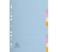 Exacompta - Ref. 1612E - Divisori in cartoncino riciclato pastello 170g/m2 con 12 linguette neutre - Formato A4 - Dimensioni 22,5 x 29,7 cm - Sempre