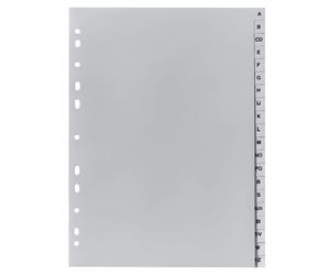 Exacompta - Ref. 1720B - 1 Gray recycled PP alphabet printed dividers A-Z (Germa