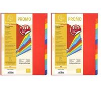 Exacompta - Ref 2012SE - Set di 4 divisori in cartoncino riciclato brillante 220 g/m2 con 12 linguette neutre - Formato A4 - Dimensioni 22,5 x 29,7 cm