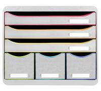 Exacompta - Ref. 306913D - STORE-BOX - Cassettiera a 6 cassetti - 3 cassetti per documenti A4+ e 3 cassetti alti sottili - Dimensioni esterne: Profondità 27 x larghezza 35,5 x altezza 27,1 cm -