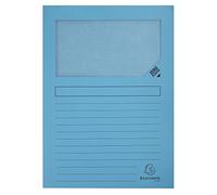 Exacompta - Ref 50162E - Cartelline con finestrella, dimensioni 220 x 310 mm, adatte per contenere documenti A4, carta da 160 g/m², finestra trasparente per la visualizzazione dei documenti, blu