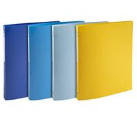 Exacompta - Ref. 51110E - Set di 4 raccoglitori flessibili Bee Blue - 4 anelli rotondi diametro 15 mm - dorso 20 mm - dimensioni esterne 32 x 25 cm - formato file A4 - colori assortiti
