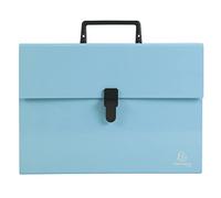 Exacompta - Ref. 56762E - 1 organizer valigia con manico Aquarel - soffietti rinforzati multicolore - chiusura con bottone a clip - 18 scomparti - dimensioni 32x24 cm - per A4 - colore blu pastello