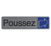 Exacompta - Ref. 67155E - 1 cartello adesivo per porta Push - Cartello murale stampato - Su tutti i supporti - Aspetto alluminio spazzolato - Dimensioni : 16,5 x 4,4 cm